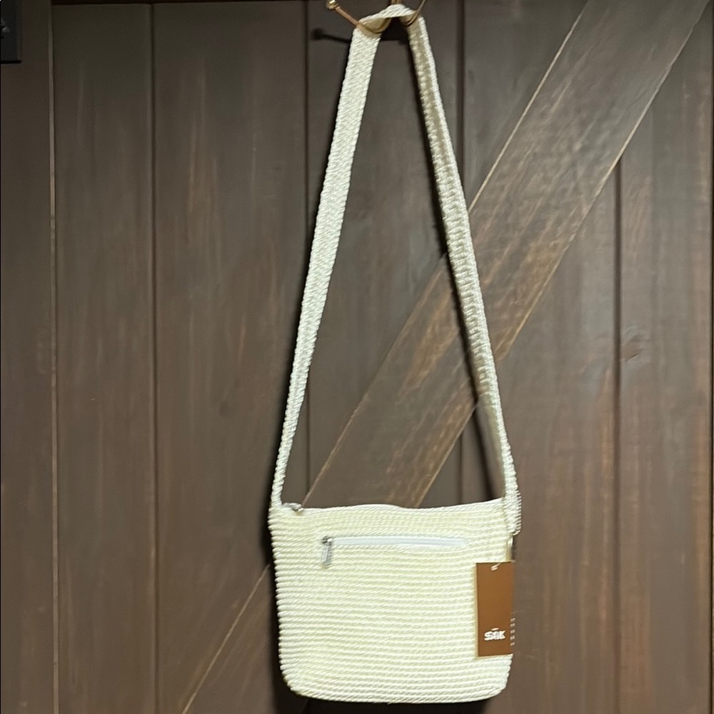 The Sak Cream Crossbody Bag with Woven Texture
